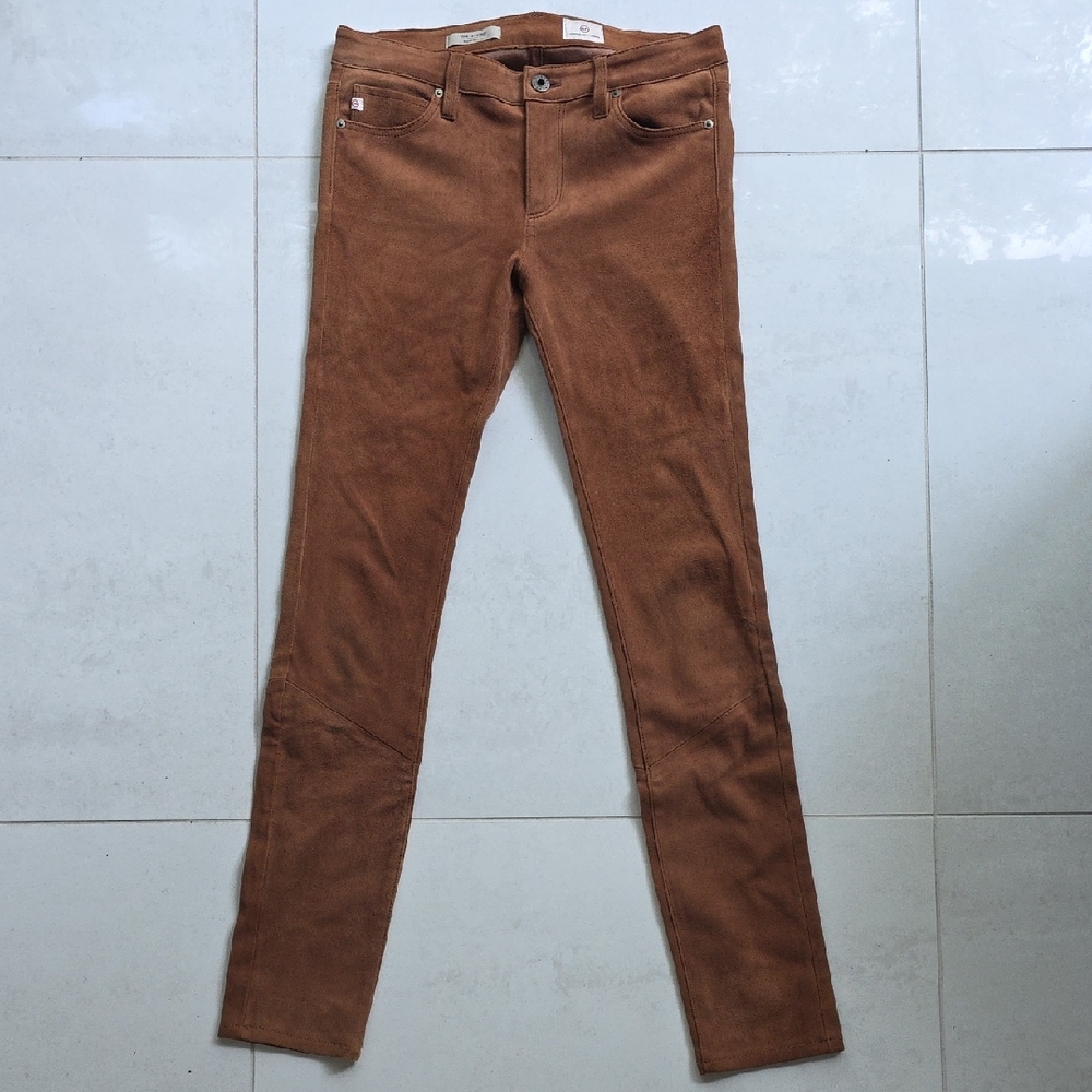 AG Adriano Goldschmied cognac super skinny pants Y2K 100% Genuine Lamb Suede 26